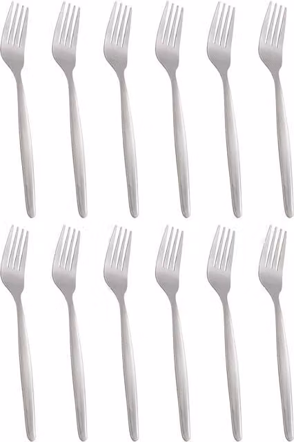 Argon Tableware Silver Stainless Steel Dinner Forks, 12 Pack