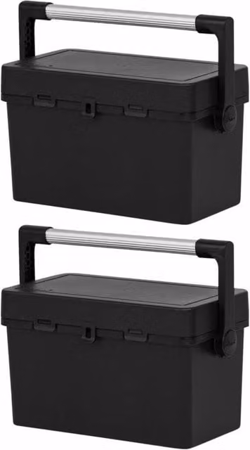 Nordara Black Plastic and Aluminium Portable Tool Box with Lockable Lid and Inserts, 2 x W: 46 cm