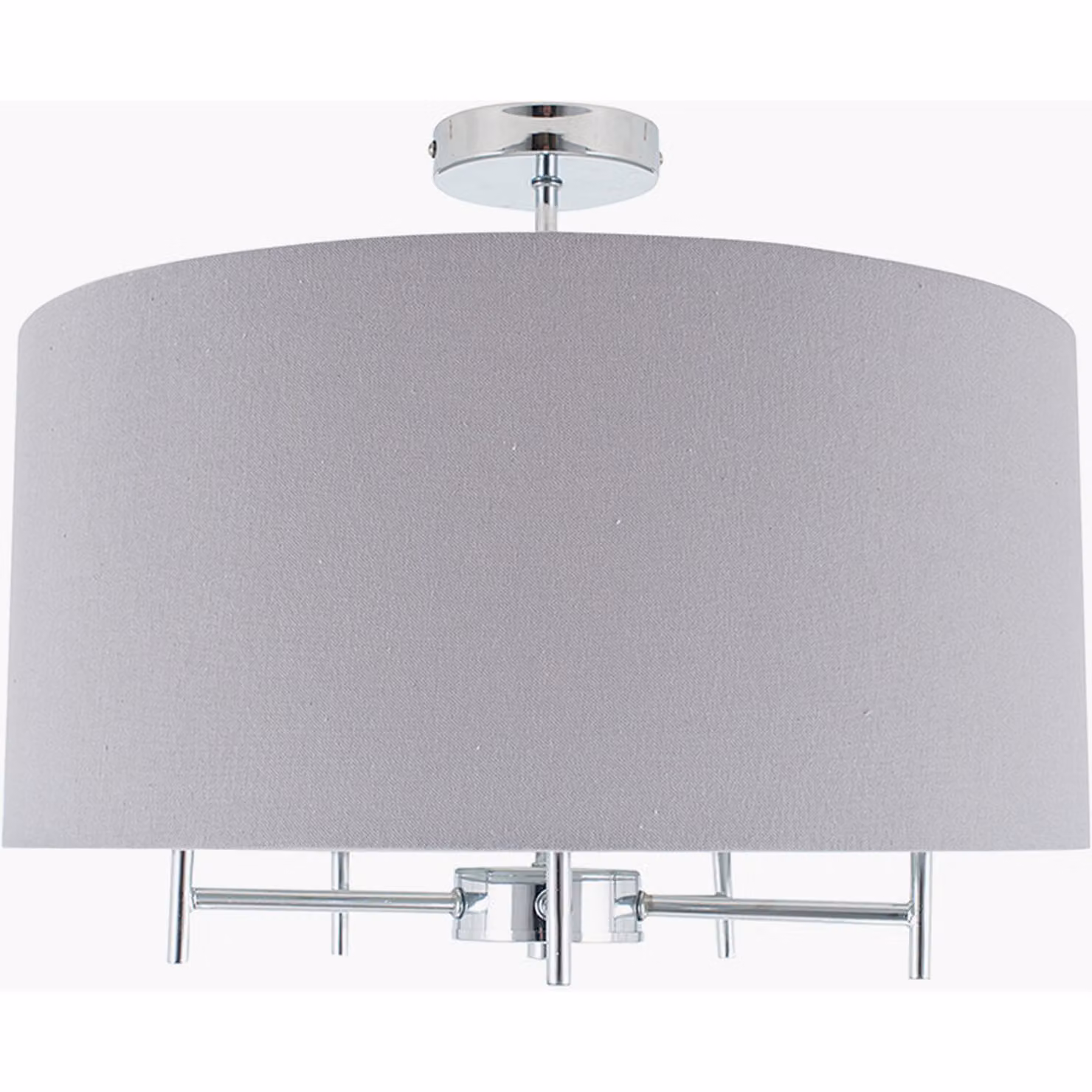 Pacific Lifestyle Large Cylinder Linen Ceiling Pendant Light in Grey and Silver – 2