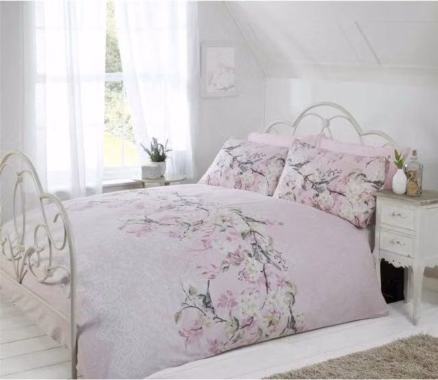 Rapport Eloise Floral Duvet Cover and Pillowcase Set, Pink, W: 90 cm, L: 200 cm
