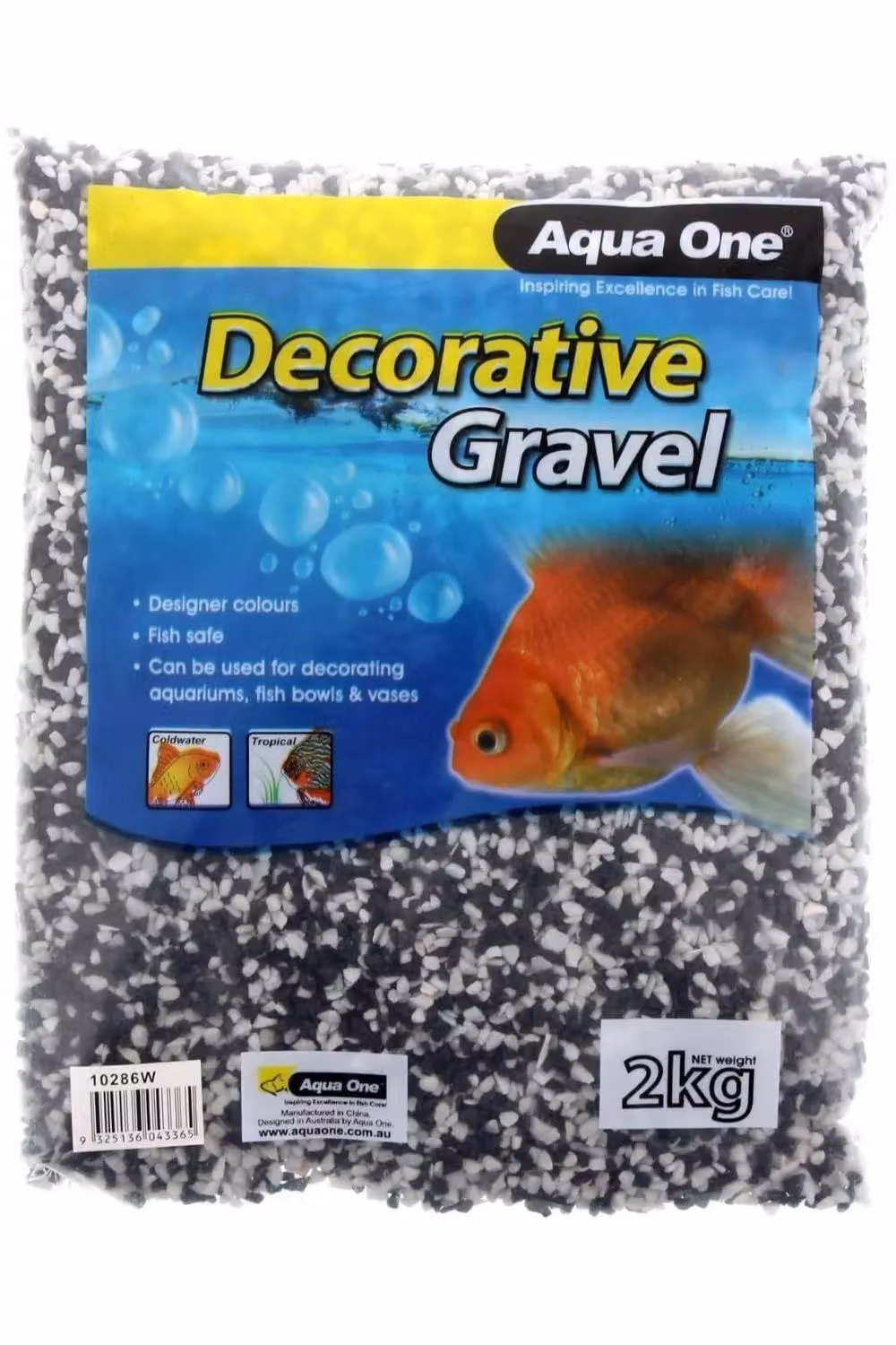 Aqua One Decorative Mixed White and Black Aquarium Gravel 2kg – 2