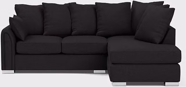 Snugg Furniture UK Limited Cardinal Right Hand Corner Sofa with Matching Ottoman and Scatter Cushions in Black