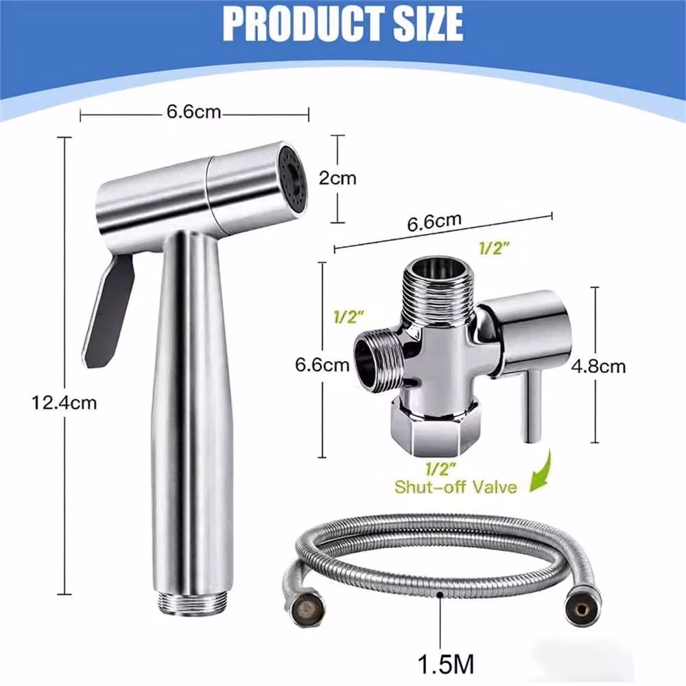 Nordara Stainless Steel Wall Mounted Hand Bidet Hose in Silver – 2