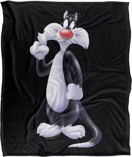 Warner Bros. Looney Tunes Sylvester Silky Touch Super Soft Fluffy Polyester Throw Blanket in Multicolour and Black, Large – 1
