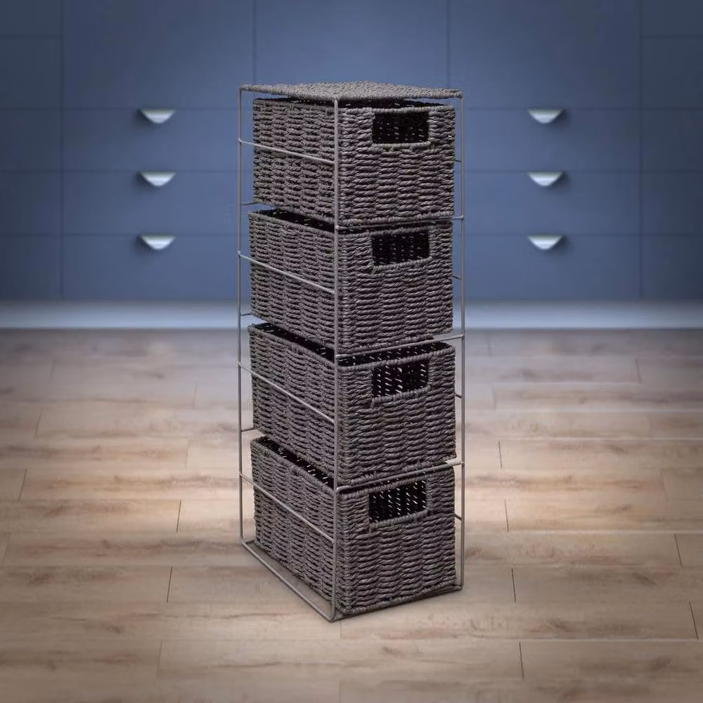 EONLION 4 Drawer Grey Paper Rope Storage Unit for Bathroom – 3
