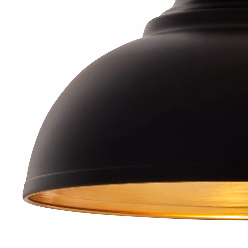 Pagazzi Maris Modern Dome Easy-Fit Pendant Light in Matte Black and Gold/Brass – 3