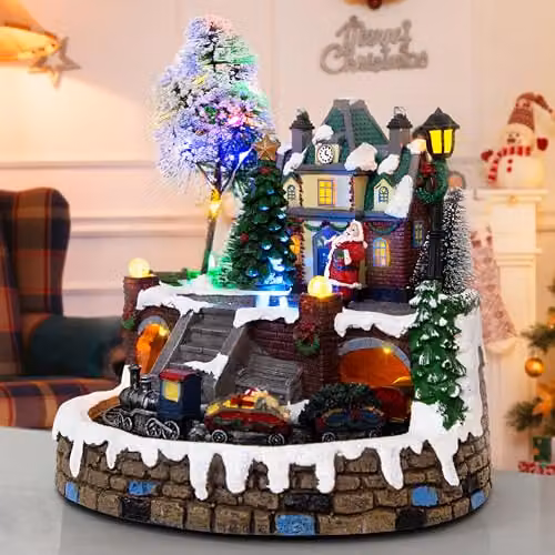 The Christmas Workshop 70840 Animated Musical Village Christmas Decoration with Multi-Coloured LED Lights and 8 Classic Christmas Songs, W/D/H: 24 x 20 x 20 cm – 5