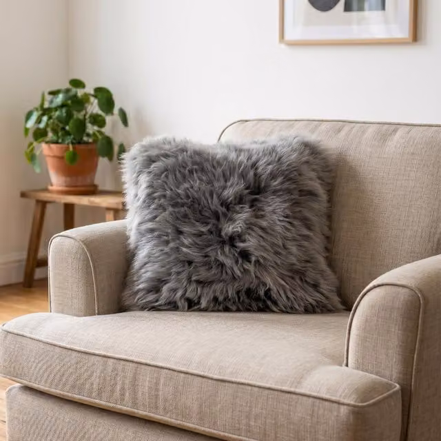 Simply Sheepskin Grey Wool Square Cushion, 45 x 45 cm – 7