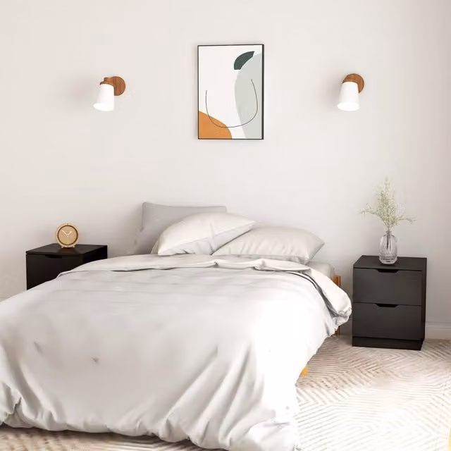 Berkfield Home Set of 2 Modern Black Bedside Cabinets in Matt Engineered Wood W/D/H: 40 x 40 x 50 cm – 1