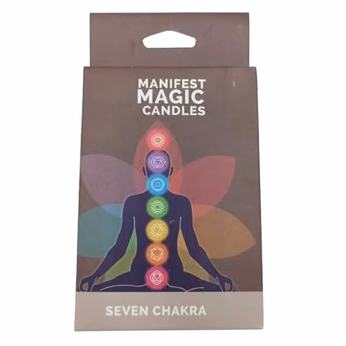 KDMD Seven Chakra Manifest Soy Wax Candles, Pack of 7, Multicolour and Brown – 1