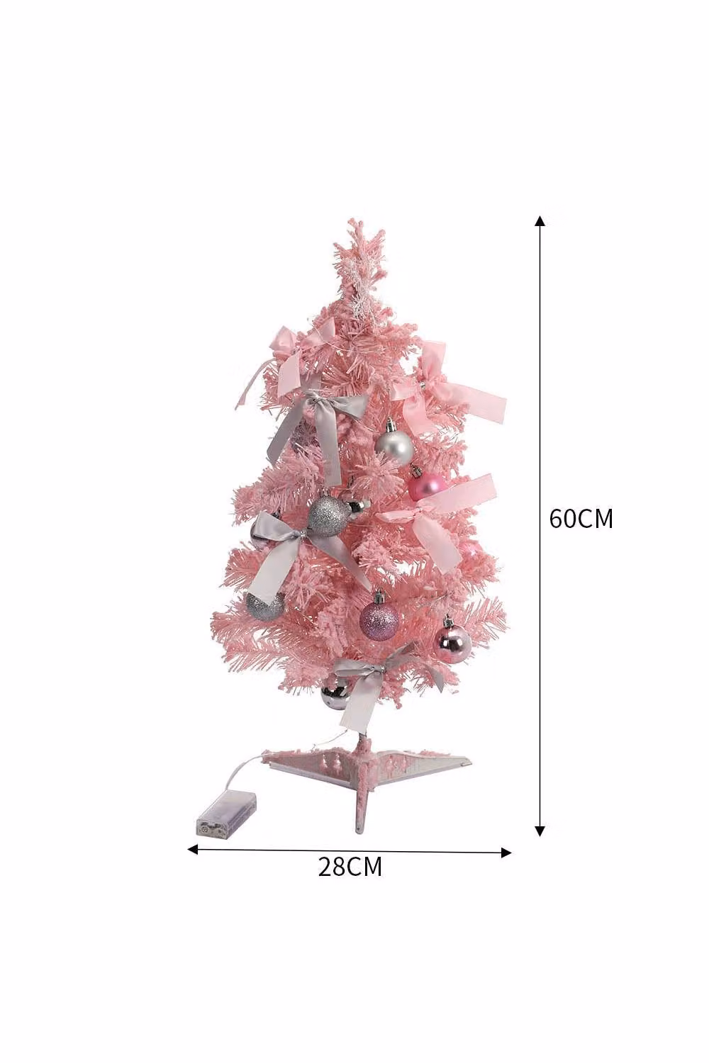 Living and Home Mini Pink Artificial Pine Christmas Tree with Ornaments – 3
