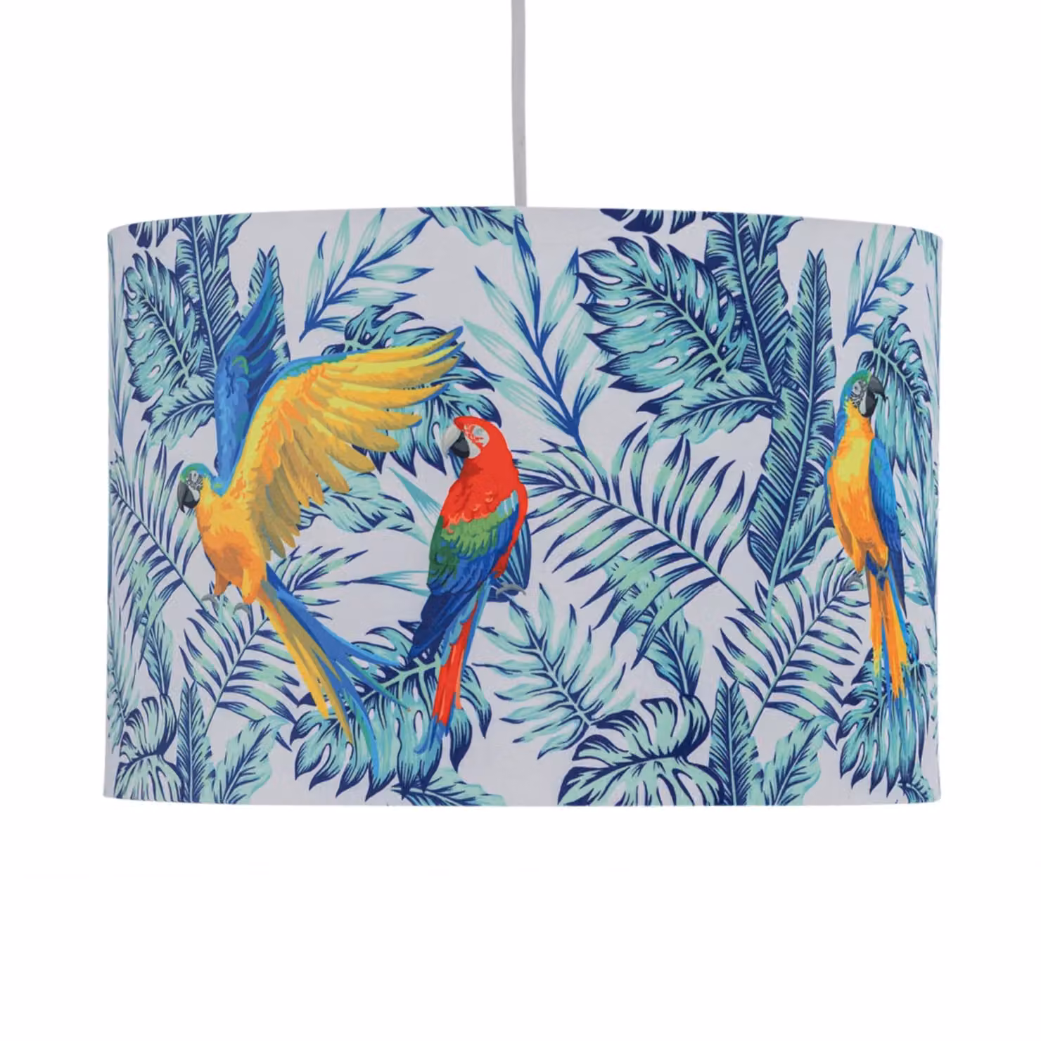 First Choice Lighting Set of 2 Blue Multicolour Velvet Parrot Round Pendant or Table Lamp Shades, Diameter: 30 cm – 2