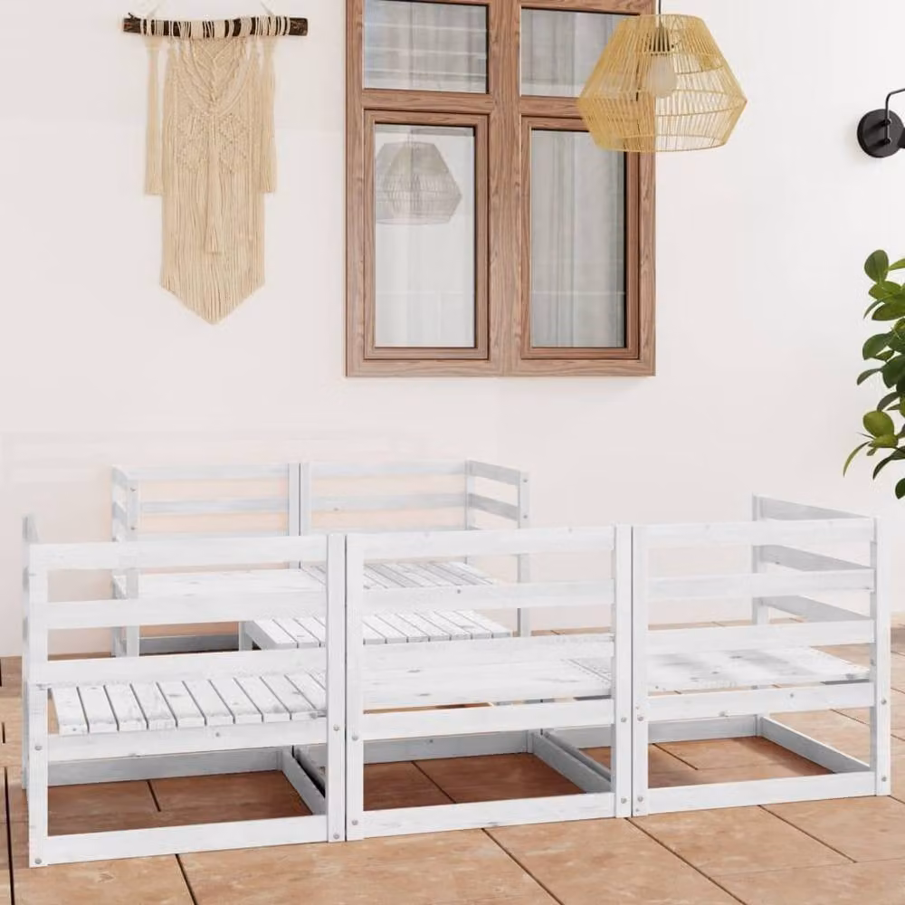 Berkfield Home 6 Piece White Solid Pine Garden Lounge Set