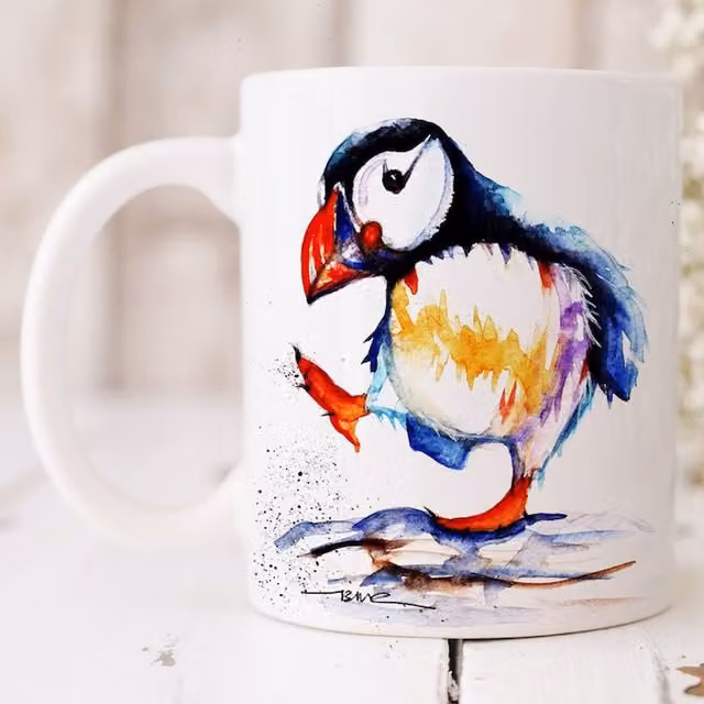 BebesArts Red and White Watercolour Art Mug