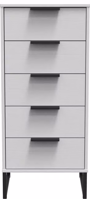 2 U Fuji 5 Drawer Tall Bedside Chest in Grey, Ready Assembled – 1