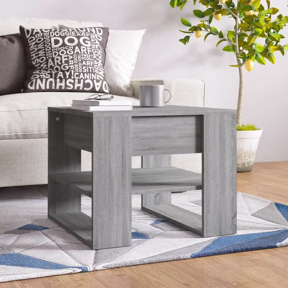 Berkfield Home Decorative Coffee Table in Grey Sonoma, W/D/H: 55.5 x 55.5 x 45 cm – 2