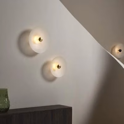CTO Lighting Cielo Large DALI-A Round Up and Down Wall Light in White and Gold/Brass