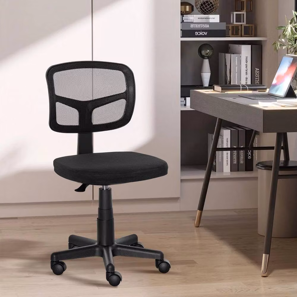 PAWNORA Ergonomic Small Swivel Office Chair in Black Fabric – 8