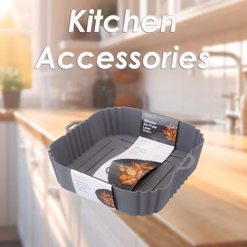 VFM Reusable Non Stick Square Silicone Air Fryer Liners, Grey, W: 18.5 cm, D: 16 cm, H: 4 cm – 2