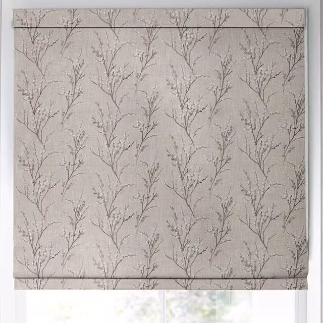 Laura Ashley Pussy Willow Embroidered Blackout Roman Blind in Grey Floral Design