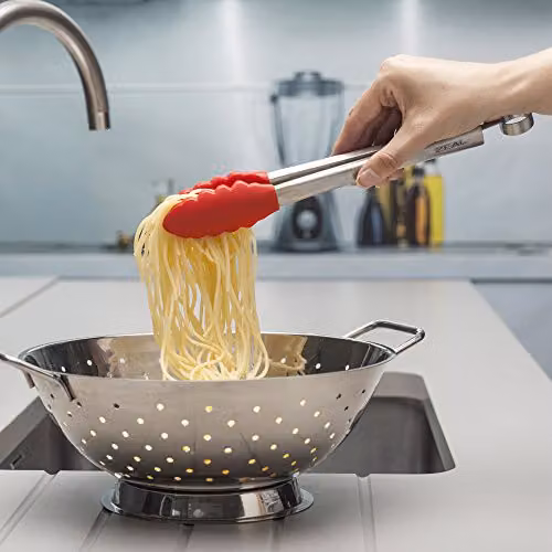 Zeal Red Silicone and Stainless Steel Non-Stick Cooking Tongs, 26cm – 4