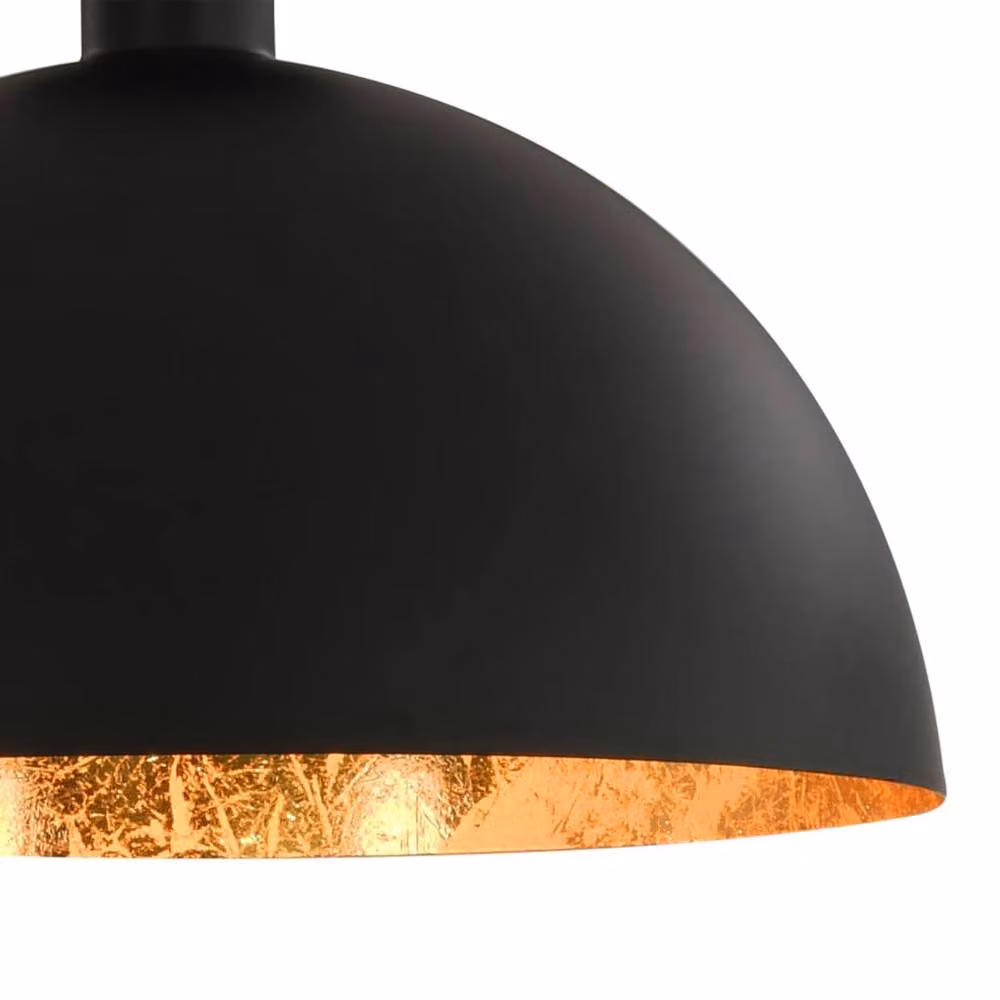 Berkfield Home Elegant Set of 2 Modern Semi-spherical Ceiling Lamps in Black and Gold/Brass with E27 Fitting – 6