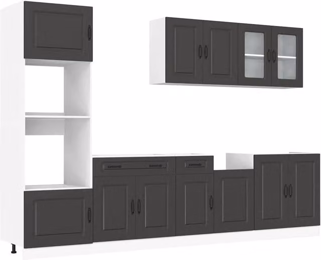 Berkfield Home Kalmar 7 Piece Modern Kitchen Cabinet Set in Black Matt Engineered Wood