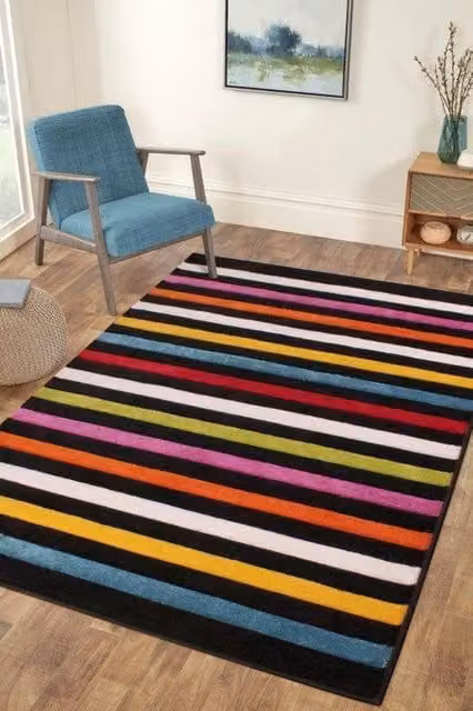 Ultimate Rug Collection Spectra Carved Heatset Round Multicolour Rug, Diameter: 133 cm – 1