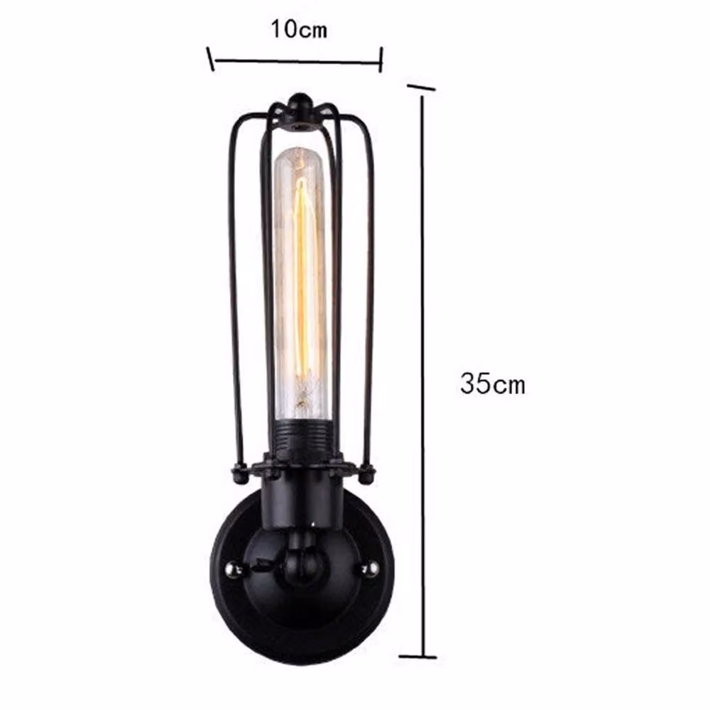 SPETLEK Modern Black Industrial Metal Cage Wall Light with Adjustable E27 Fitting – 2
