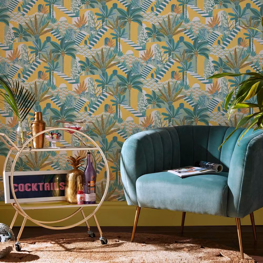 Envy Vacay Citron Yellow Floral Botanical Wallpaper, W: 52 cm, H: 1000 cm – 2