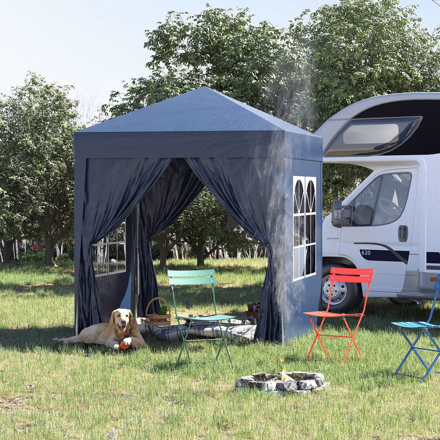 Outsunny Blue Waterproof Gazebo with Removable Walls and Carry Bag, W: 200 cm, D: 200 cm, H: 240 cm – 2