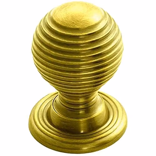 Loops Textured Reeded Ball Cupboard Door Knob in Polished Brass – 1