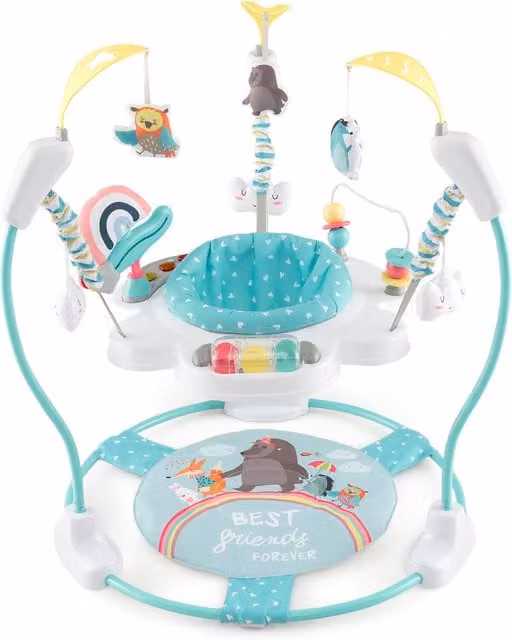 Costway Baby Stationary Activity Center and Bouncer with Music in Blue and Multicolour