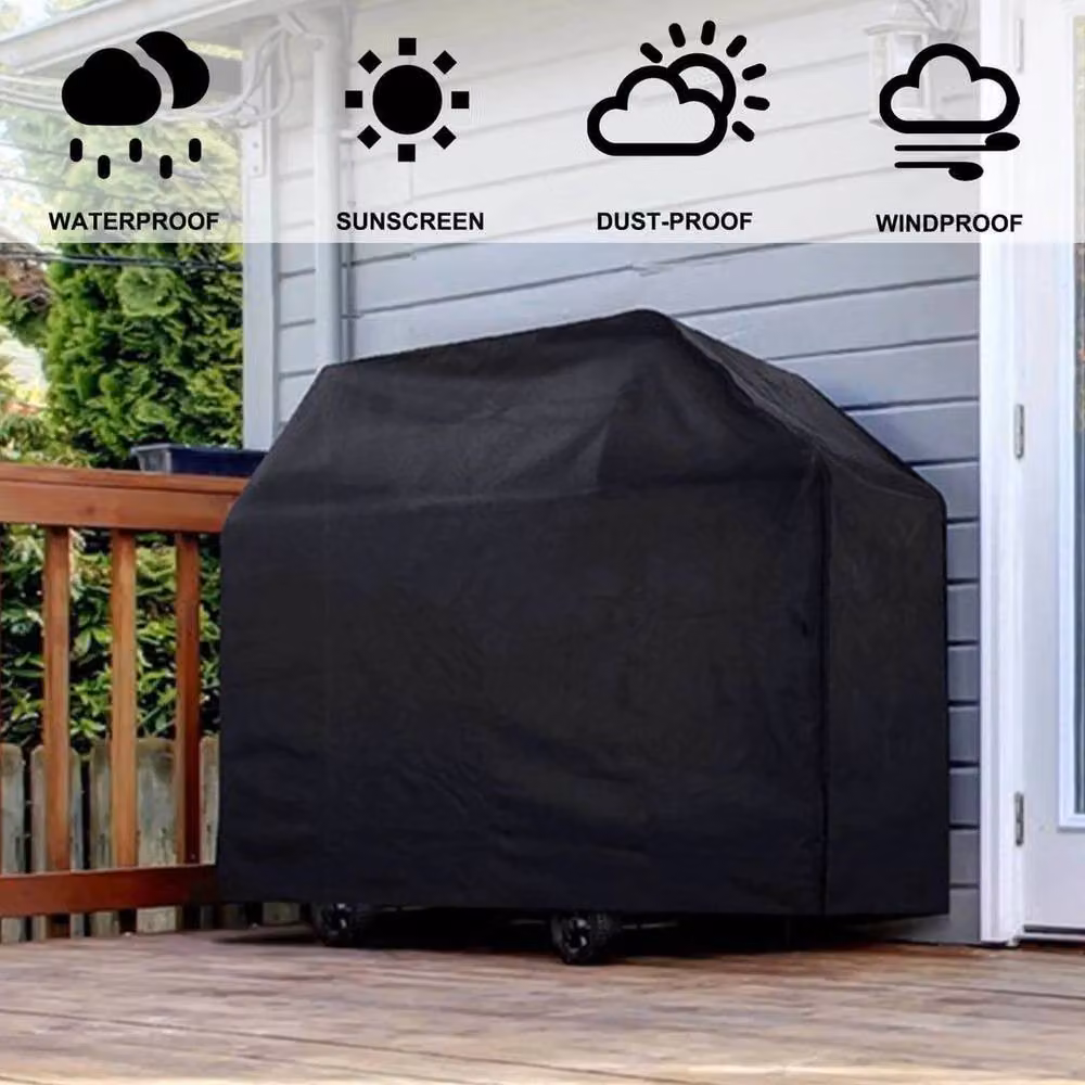 KORVIXA Waterproof Barbecue Grill Protector Cover, Black, W/D/H: 100 x 100 x 117 cm – 3