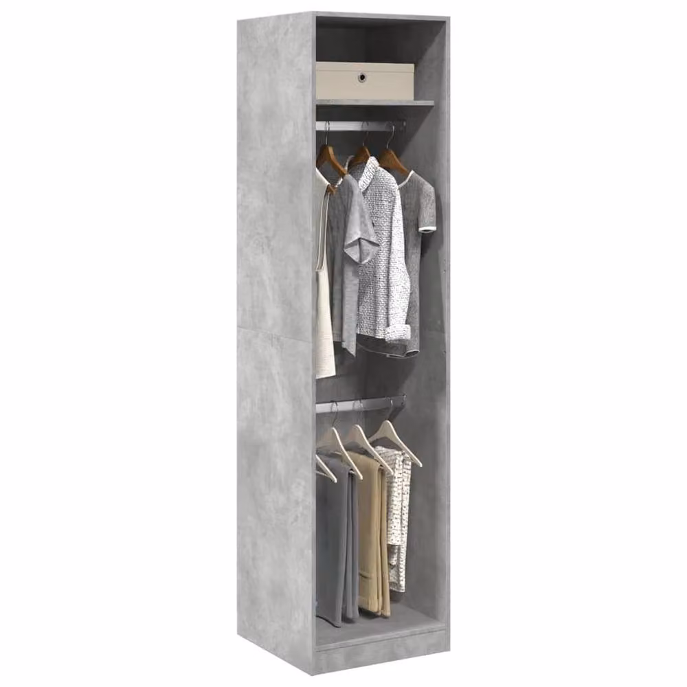 Berkfield Home Minimalist Wardrobe in Concrete Grey, W/D/H: 50 x 50 x 200 cm – 2
