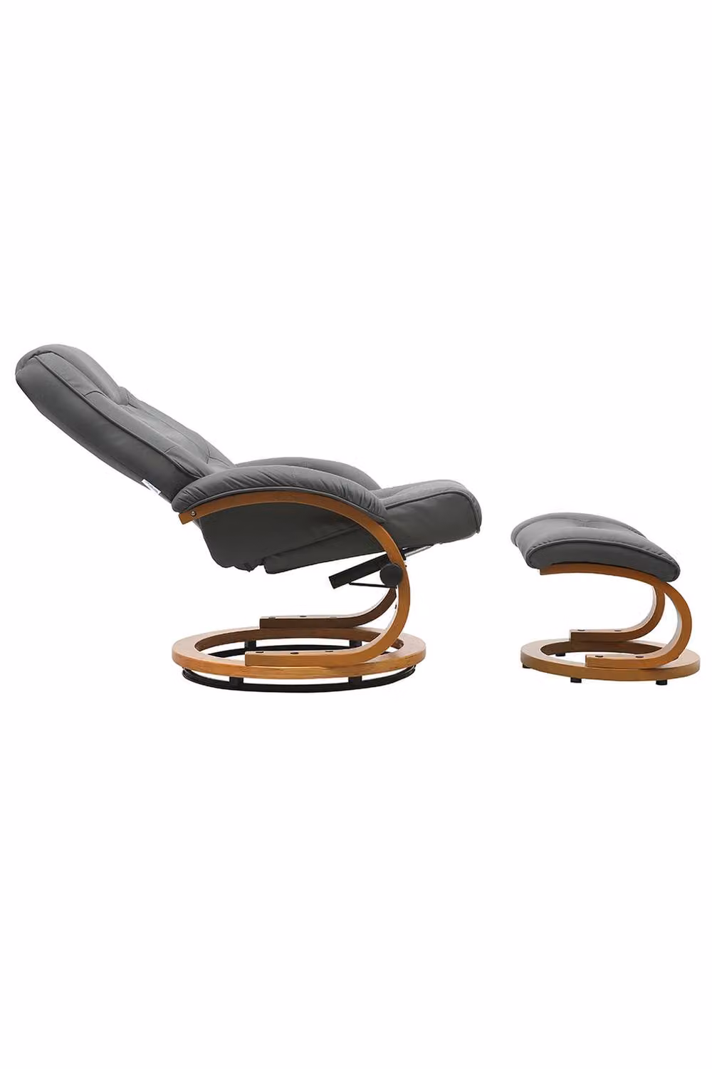 Garden Sanctuary Ergonomic Executive Office Reclining Chair with Footstool in Grey Synthetic Leather – 2