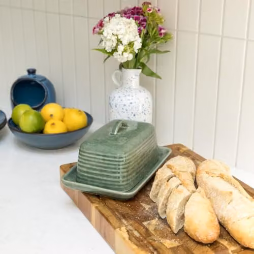 Scandi Home Paris Green Reactive Glaze Ceramic Butter Dish with Lid – 4