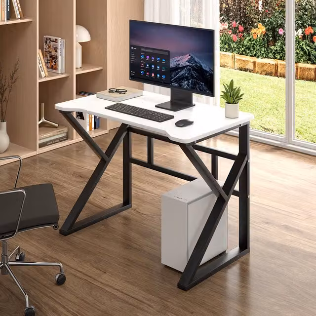 Lifeideas Modern X-Frame Computer Desk in White