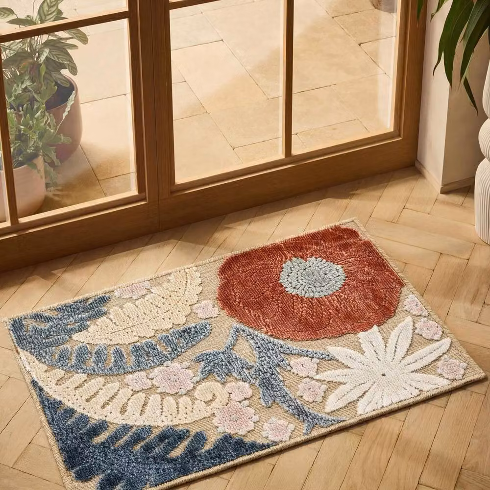 Desire Rugs Gardenia Indoor Outdoor Floral Area Rug in Beige and Multicolour, W: 200 cm, D: 290 cm – 4