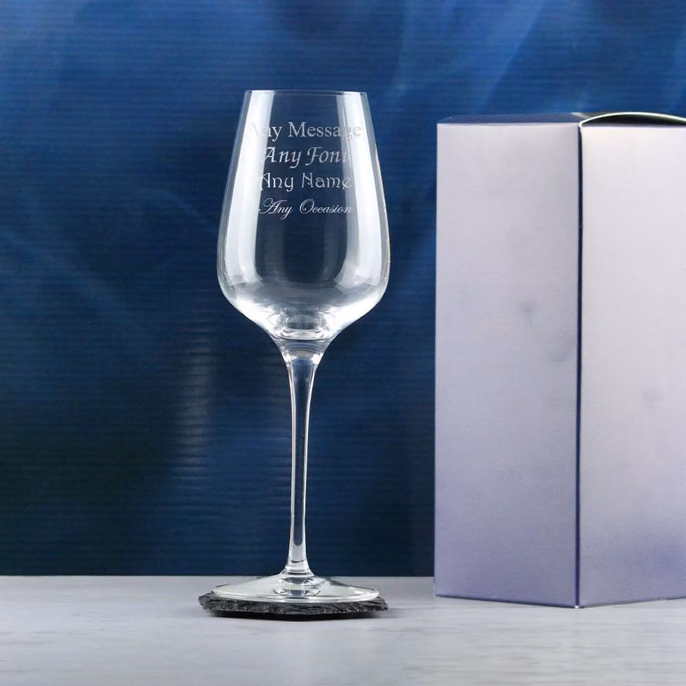 Uniqueful Personalised Lead-Free Crystal Wine Glass, 350ml, Clear – 2