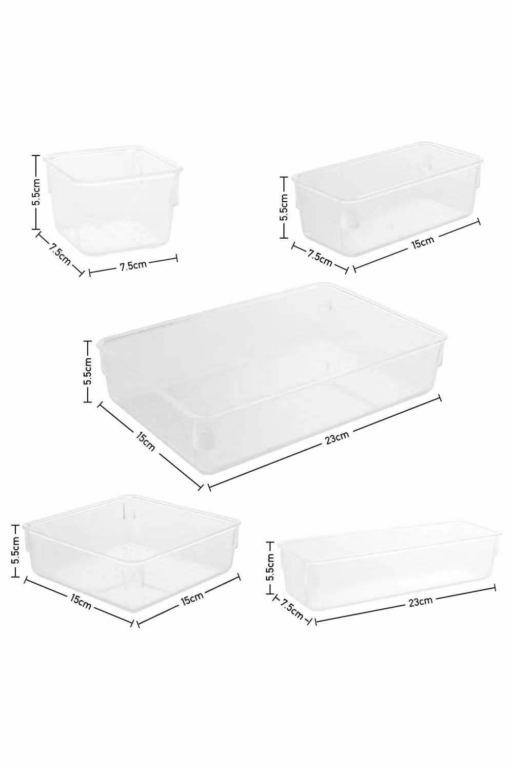 Living and Home 6-Piece Transparent Acrylic Drawer Organiser Storage Container Set for Home and Office – 3