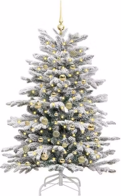 Berkfield Home Elegant Artificial Hinged Christmas Tree in White, Height: 150 cm