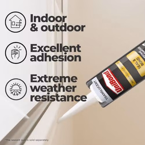 Unibond Seal and Bond Multi Purpose Adhesive Sealant Cartridge, Transparent, 291g – 2