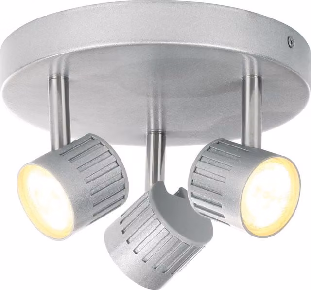 Litecraft Travis 3 Light Adjustable Die Cast Metal Ceiling Spotlight Plate in Silver