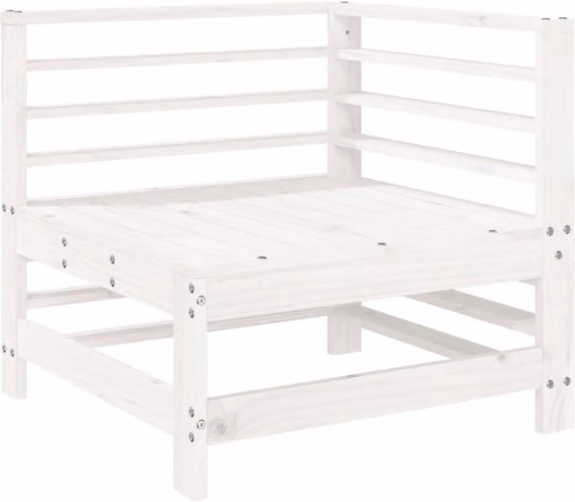Berkfield Home L-Shape Garden Corner Sofa in White Solid Pine Wood