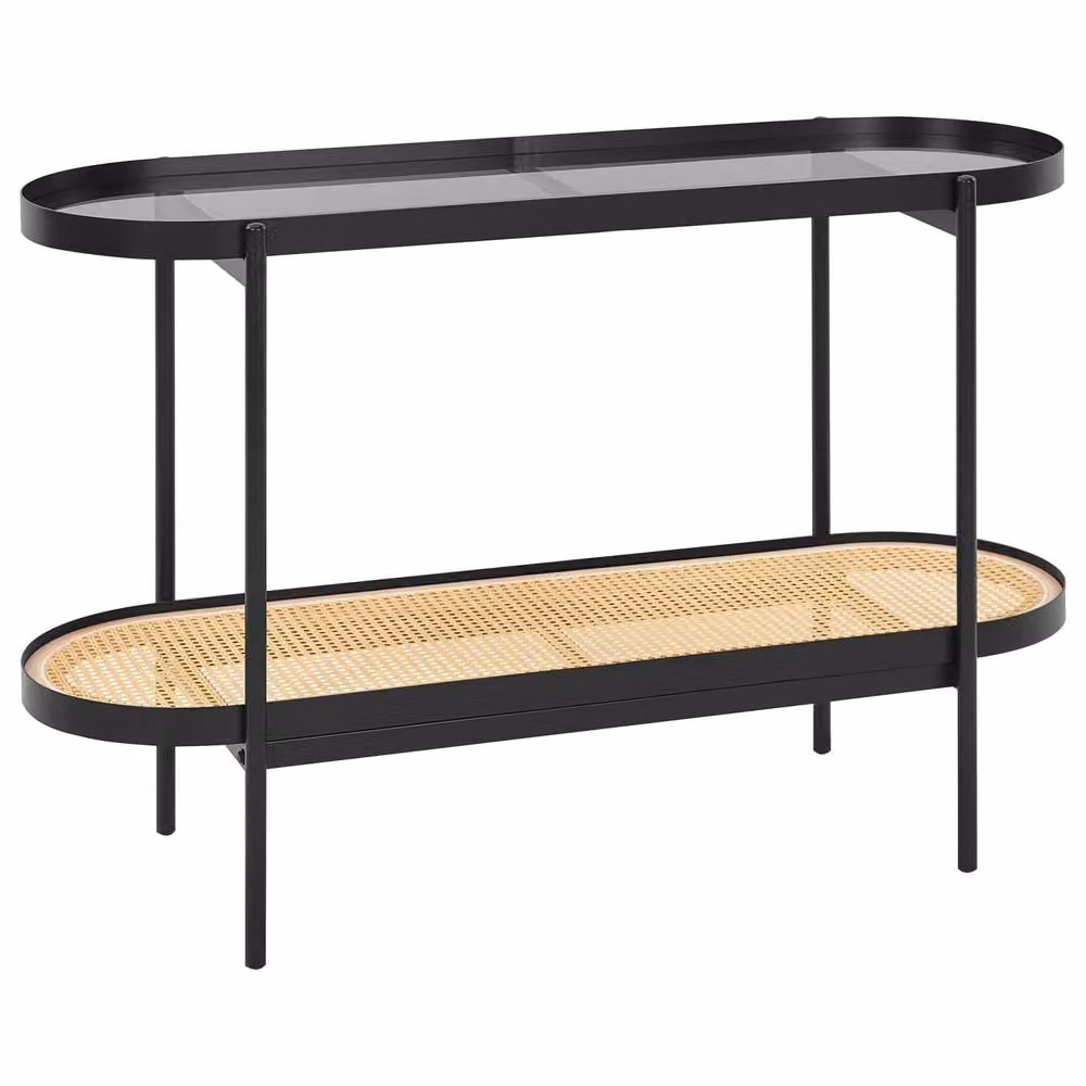 Wyld Haus Viennese Console Table with Black Glass Top, W: 120 cm, D: 42 cm, H: 76 cm – 2