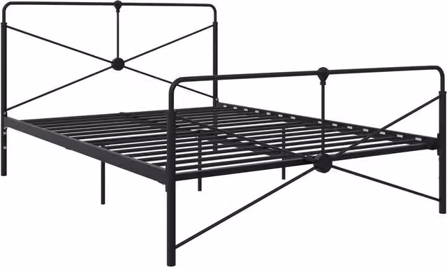 Dorel Home Leopold Industrial Metal Bed in Black, 180 x 200 cm
