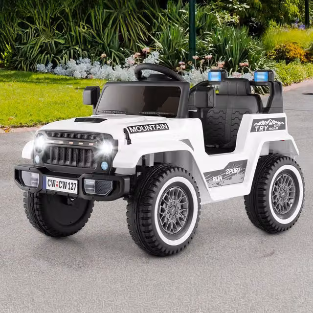 Costway Kids Electric Ride on Car with Light and Sound in White