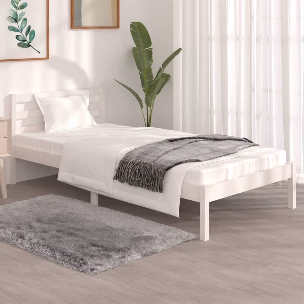 Berkfield Home Single Bed Frame in White Solid Pine, W/D/H: 90 x 190 cm – 2