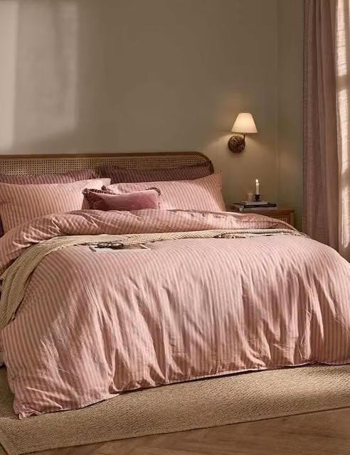 YARD Marlow Striped Pure Cotton Duvet Cover in Brown Mix